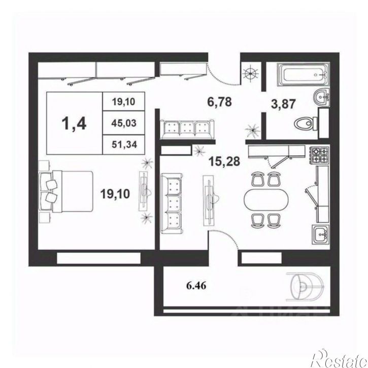 1-комн квартира в новом доме Державинский район, улица Королёва