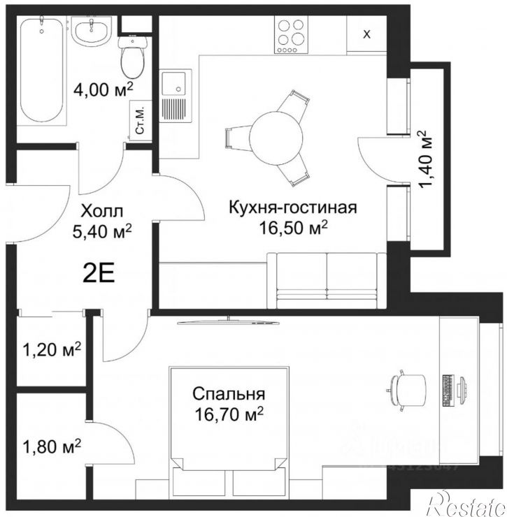 1-комн квартира в новом доме Псковский район, ЖК Рахманинов